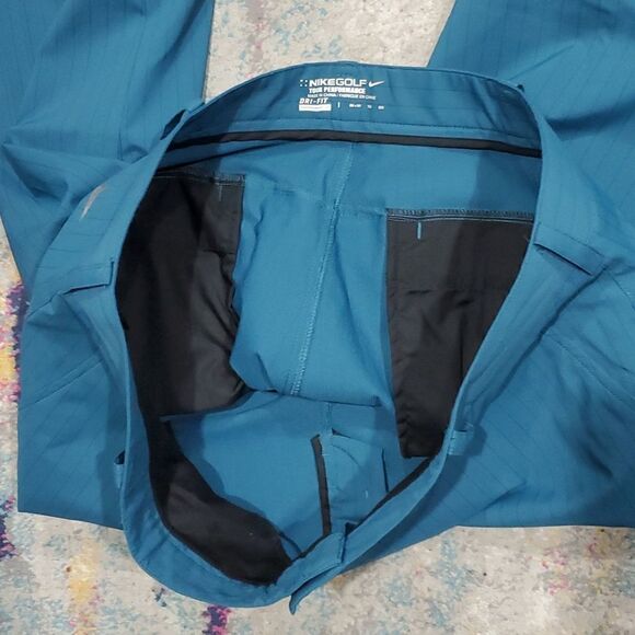 Nike Tour Performance Golf Pants in Teal Blue Pin Stripe Size 38x30 - Picture 11 of 15